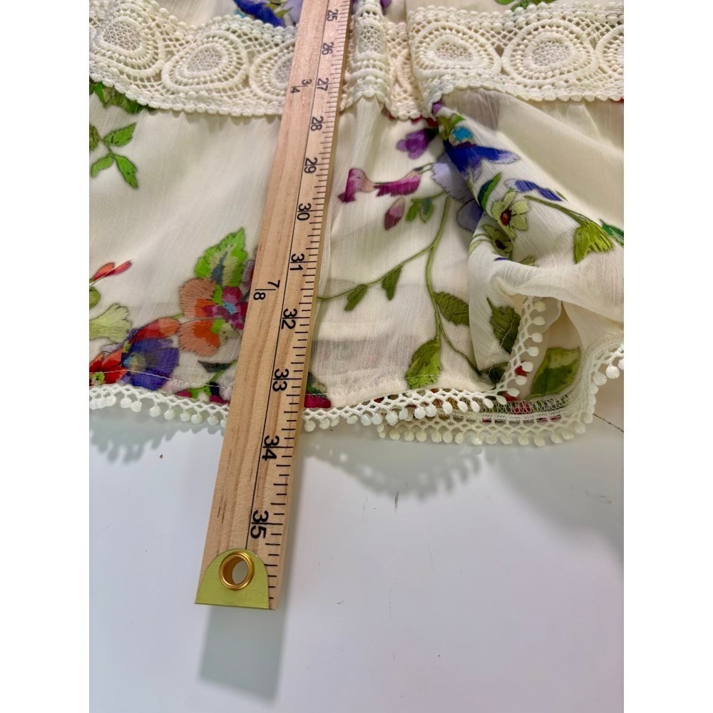 Avec Les Filles Floral Mini Dress 6 Cream Crochet  Balloon Sleeve Wedding Guest - Picture 13 of 16